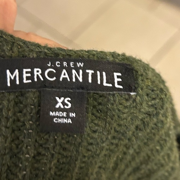 J.Crew Mercantile army Green V-neck knit cotton sweater XS oversized - Picture 5 of 7